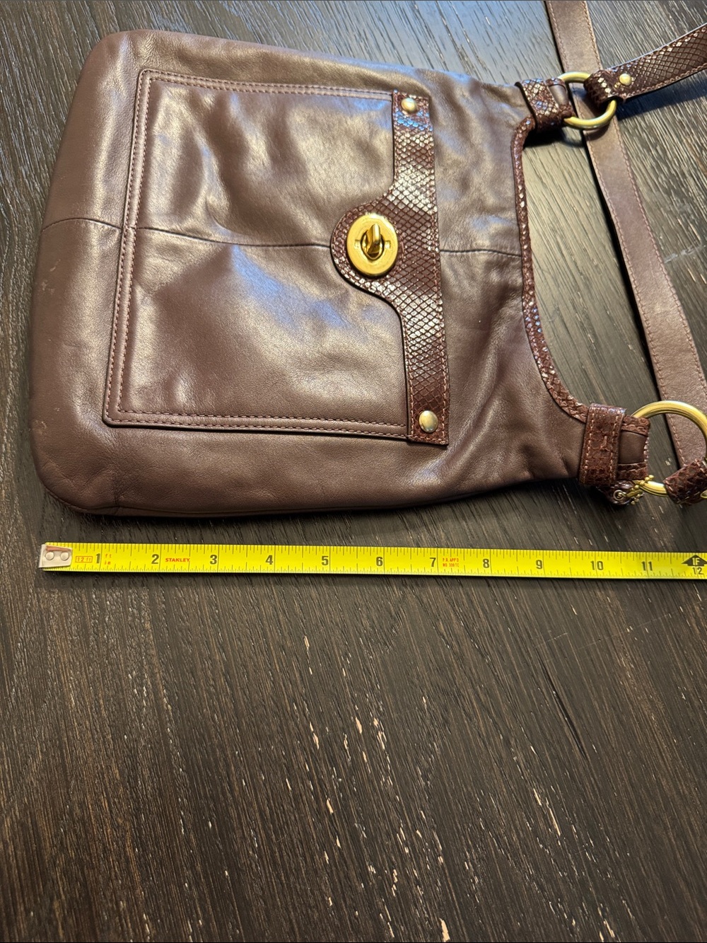 Coach Brown Leather Crossbody with Gold Turnlock - Picture 8 of 8